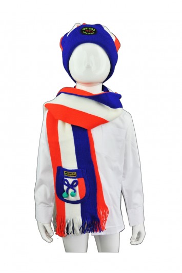 Scarf013 小童彩條豎紋圍巾 在線訂購 可愛拼接口袋圍巾 圍巾設計 圍巾網站 